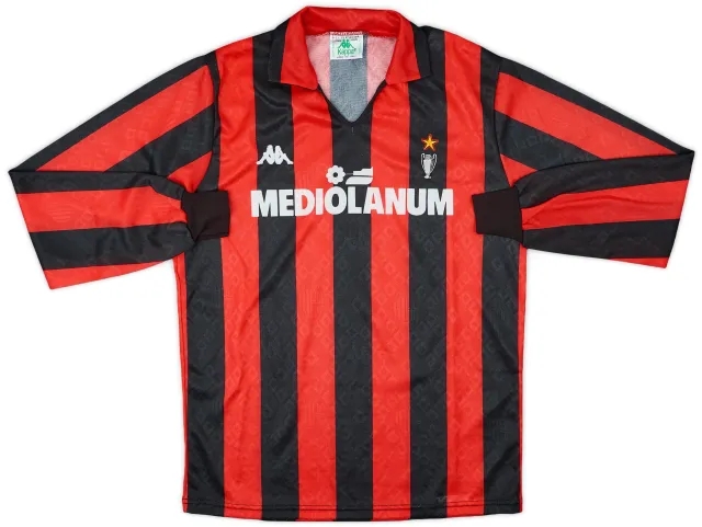 Kappa 1989-90 AC Milan Home L/S Shirt - 8/10 - (L)