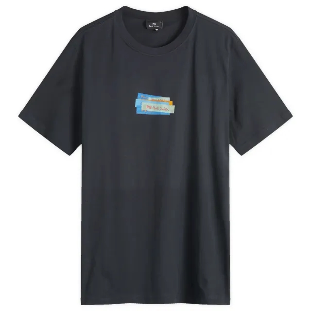 Paul Smith Men's PS Label Print T-Shirt Blue