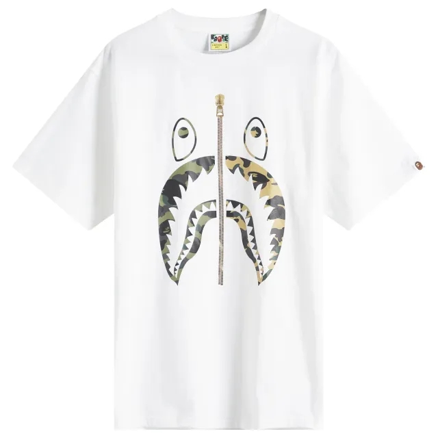 A Bathing Ape Men's 1St Camo Separate Shark Tee White