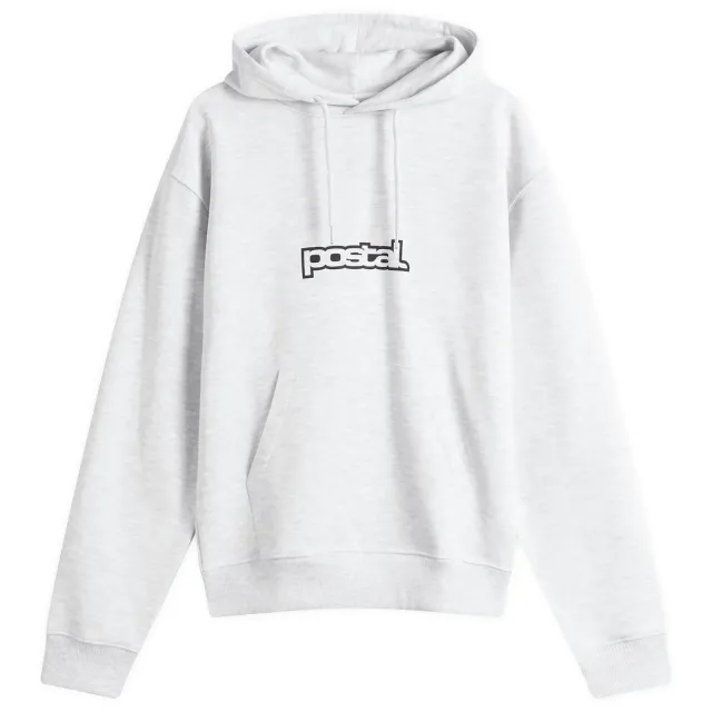 POSTAL Men's Bold Outline Logo Hoodie Marl Grey