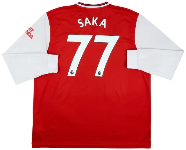 adidas 2019-20 Arsenal Home L/S Shirt Saka #77 - 5/10 - (XXL)