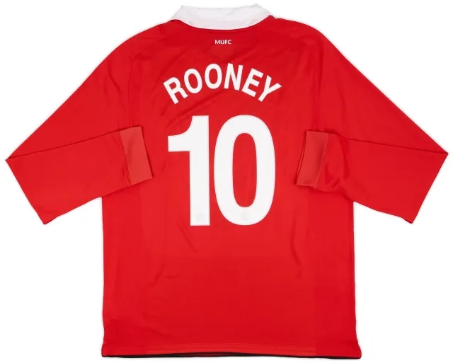 Nike 2010-11 Manchester United Home L/S Shirt Rooney #10 - 9/10 - (XL)