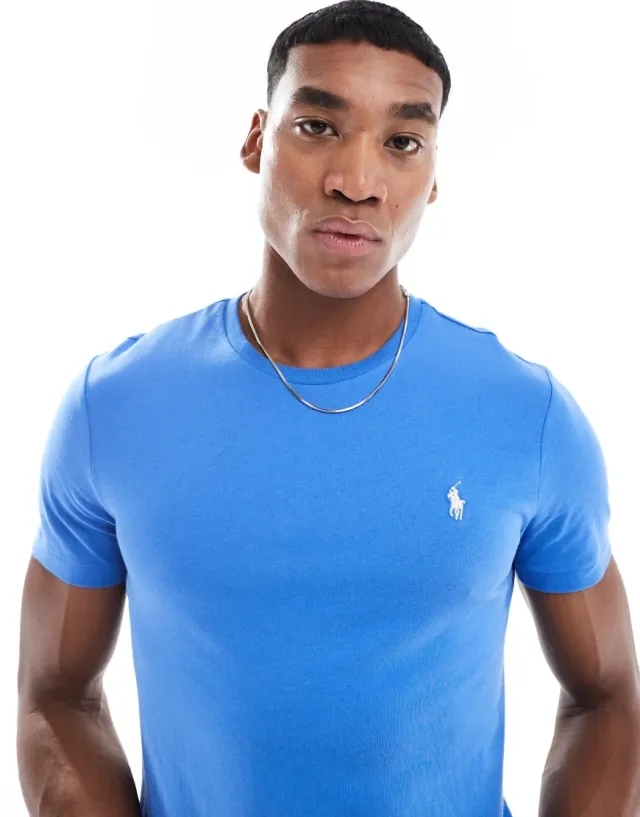 Polo Ralph Lauren Icon Logo T-Shirt Custom Fit In Mid Blue