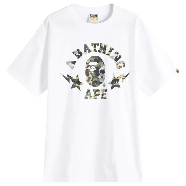 A Bathing Ape Men's 1St Camo Crazy Sta College Tee White