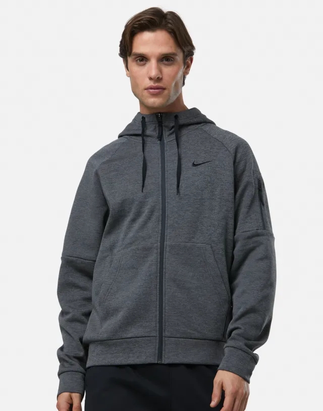 Men's Nike Therma Fleece Full Zip Hoodie in Grey/Black