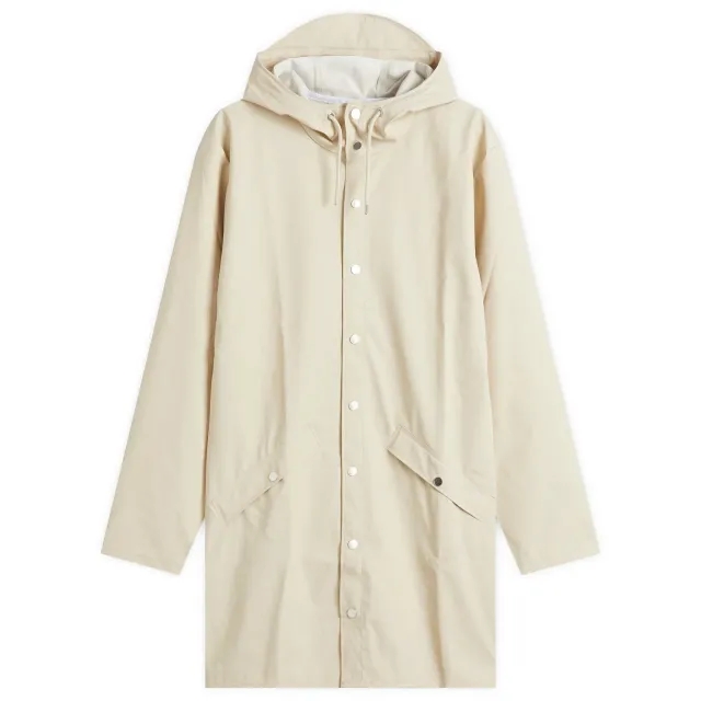 Rains 12020 Waterproof Long Jacket In Cream-Neutral