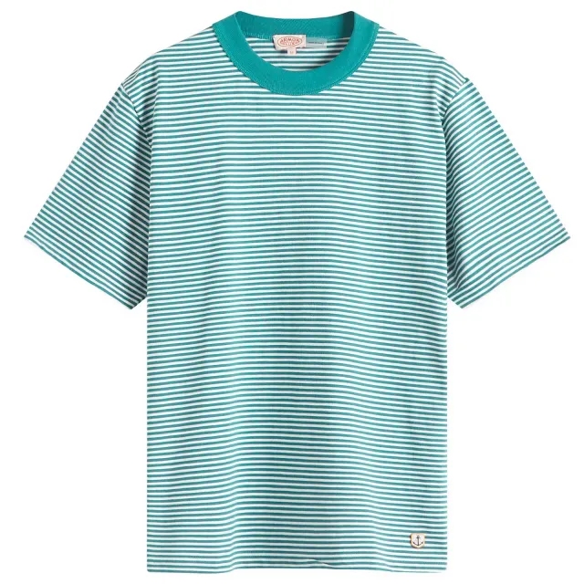 Armor-Lux Men's Fine Stripe T-Shirt Deep Jungle/Milk