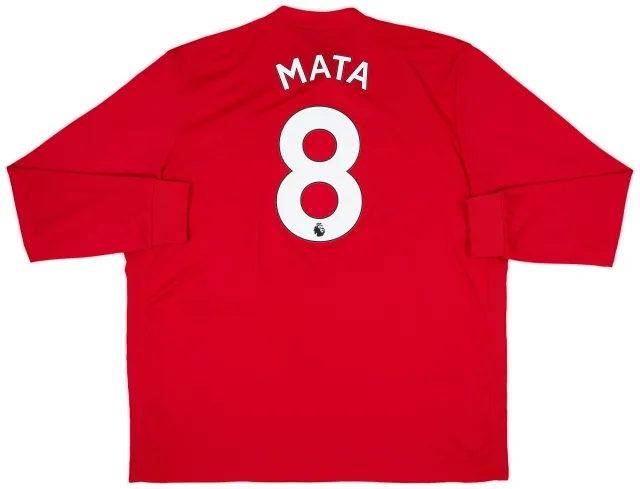 adidas 2017-18 Manchester United Home L/S Shirt Mata #8 - 9/10 - (XXL)