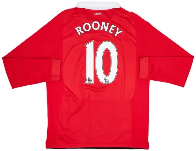Nike 2010-11 Manchester United Home L/S Shirt Rooney #10 - 8/10 - (L)