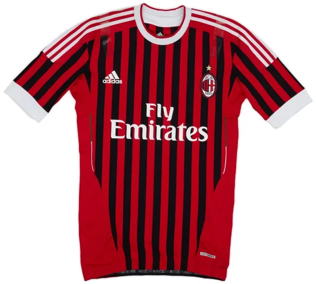 adidas 2011-12 AC Milan Player Issue Home Shirt - 8/10 - (L)