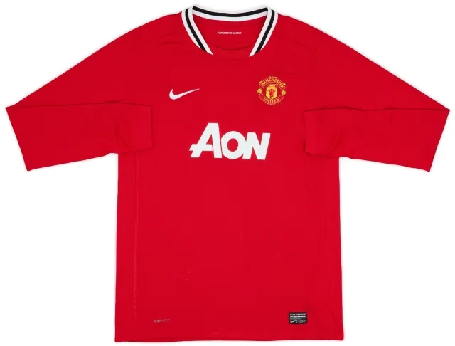 Nike 2011-12 Manchester United Home L/S Shirt - 9/10 - (XL.Boys)