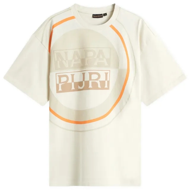 Napapijri Men's Premium Macro Dimension Print T-Shirt Beige Dimity