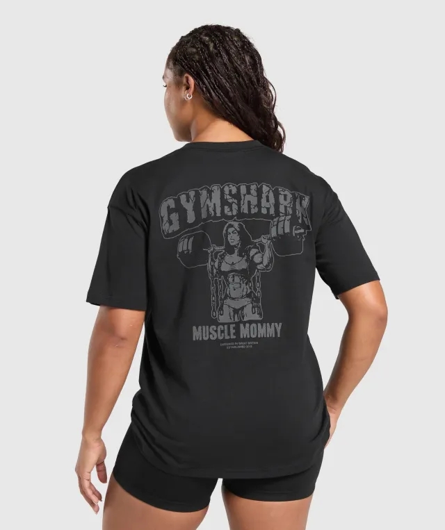 Gymshark Gritty Muscle Mommy Graphic T-Shirt - Black