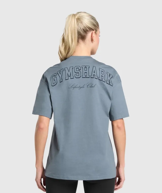 Gymshark Campus Classics Graphic T-Shirt - Iron Blue
