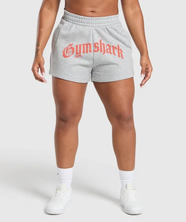 Gymshark Strength Department Graphic Shorts - Light Grey Core Marl