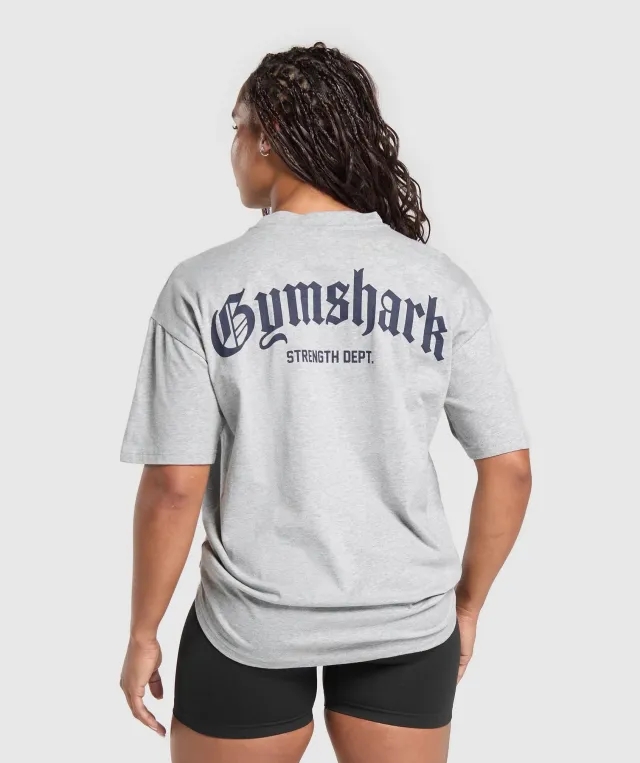 Gymshark Strength Department Graphic T-Shirt - Light Grey Marl