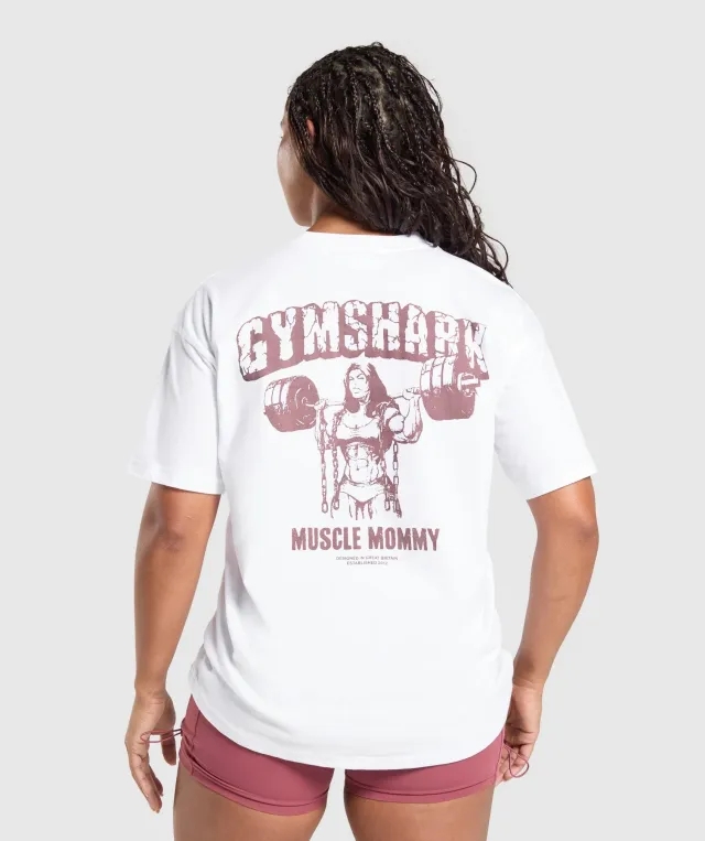 Gymshark Gritty Muscle Mommy Graphic T-Shirt - White