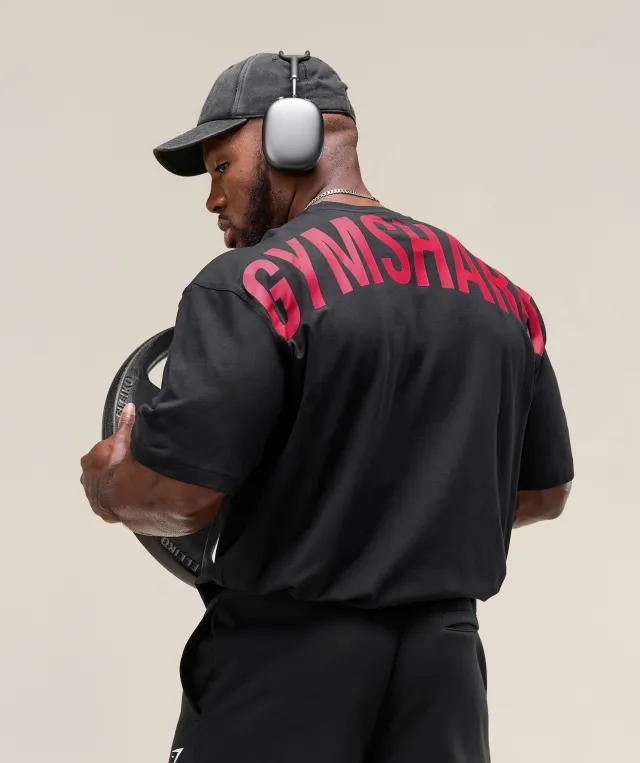 Gymshark Power T-Shirt - Black/Conditioning Red