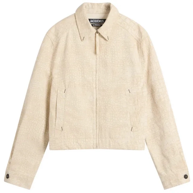 Jacquemus Men's Croc Effect Boxy Jacket Croco Beige