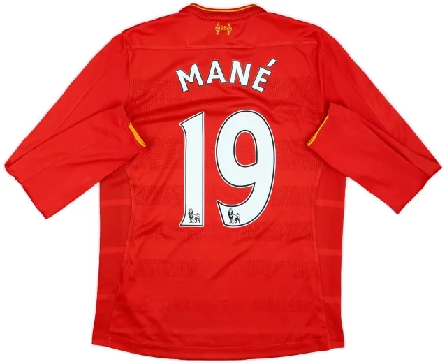 NewBalance 2016-17 Liverpool Home L/S Shirt Mane #19 - 6/10 - (S)