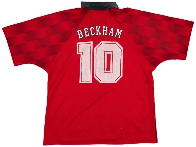 Umbro 1996-98 Manchester United Home Shirt Beckham #10 - 5/10 - (L)