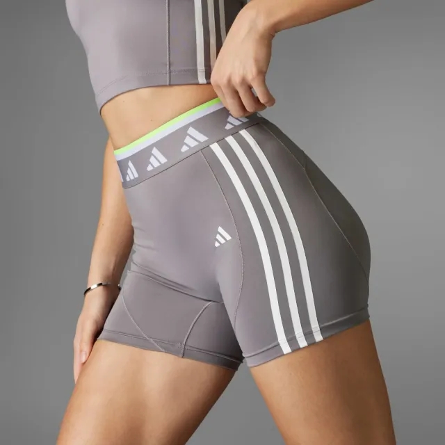 Adidas Performance Hyperglam 5-Inch Color Pop Short Leggings In Taupe Oxide / White / Lucid Le-Grey