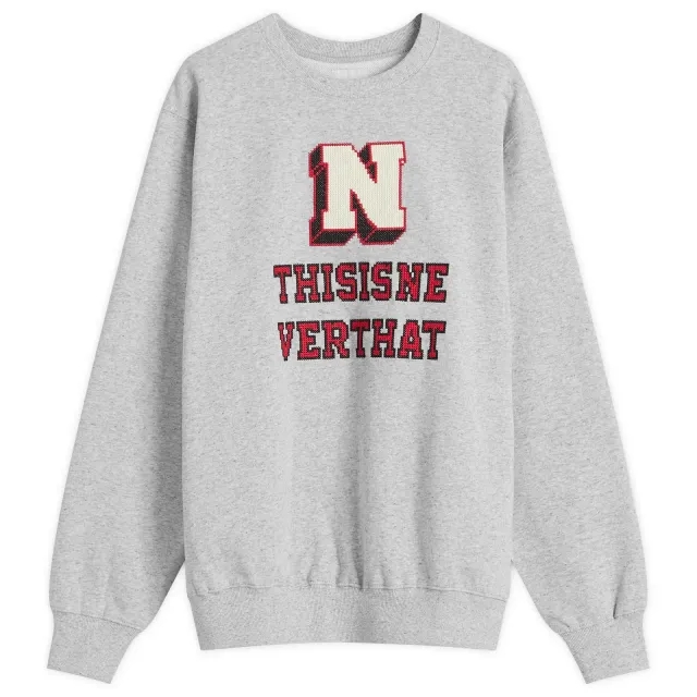 thisisneverthat Men's Cross Stitched Crew Sweatshirt Grey Heather