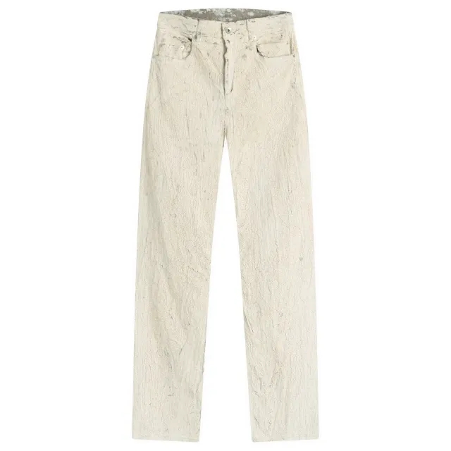Rick Owens Men's Coated Denim Headon Pants Milk
