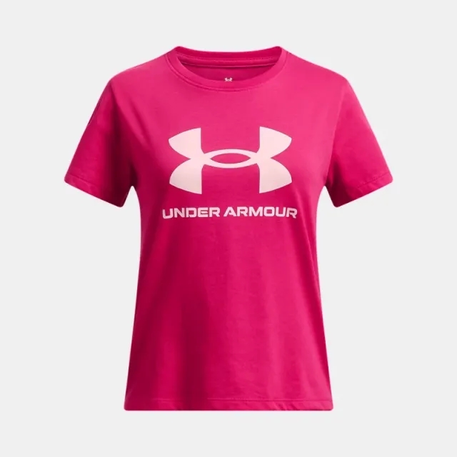 Girls'  Under Armour  Big Logo Short Sleeve Shaded Fuchsia / Prime Pink / Prime Pink YXL (63 - 67 in)