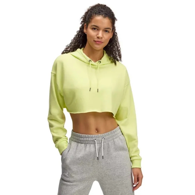 Women's  Under Armour  Icon Terry Crop Hoodie Sonic Yellow / White XS
