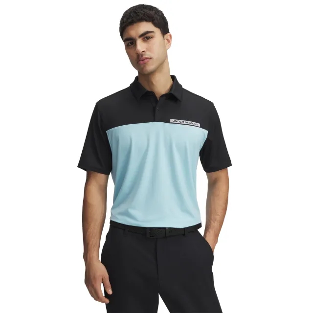 Men's  Under Armour  Tee To Green Color Block Polo Black / Stream / White 3XL