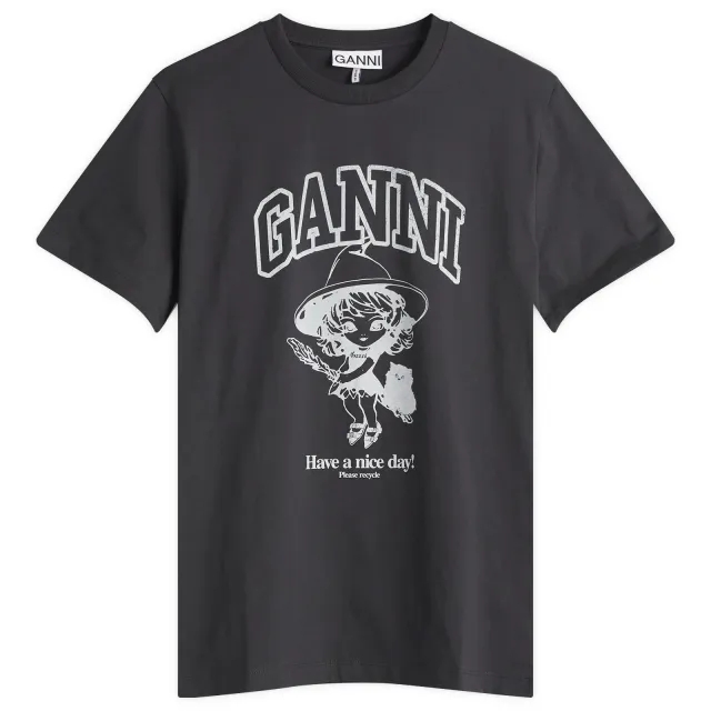GANNI Women's Basic Cotton Witch Relaxed T-Shirt Phantom