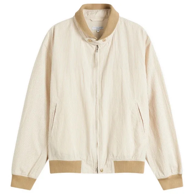 Engineered Garments Men's LL Jacket Beige Seersucker Stripe