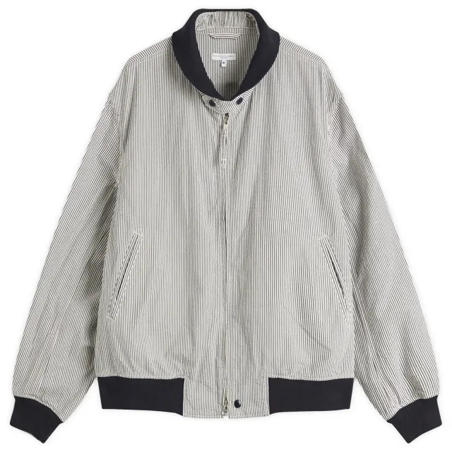 Engineered Garments Men's LL Jacket Navy Seersucker Stripe