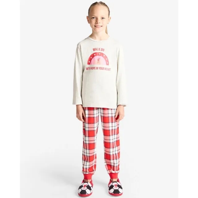 Liverpool FC LFC Juniors Girls Long Pyjama Set Ecru