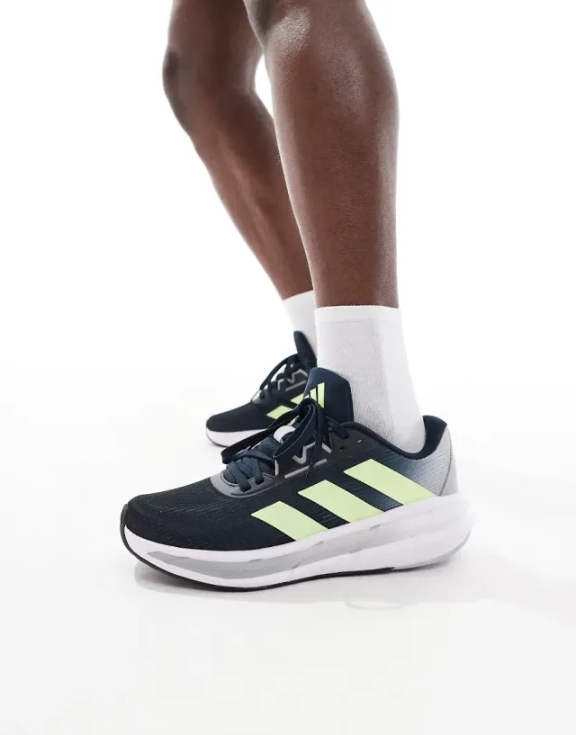 Adidas Running Questar 3 Trainers In Navy And Yellow