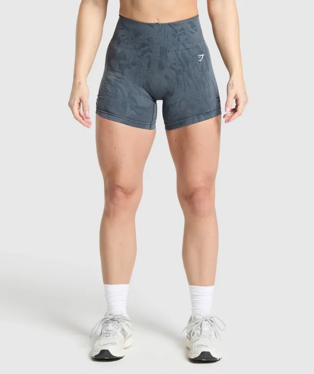 Gymshark Adapt Camo Seamless Shorts - Titanium Blue/Denim Grey