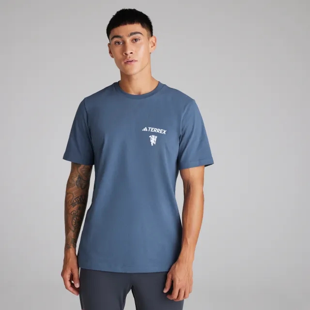 Manchester United x adidas Mens Terrex Graphic T-Shirt Blue