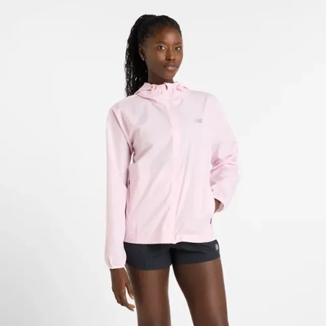 New Balance Women's Hooded Jacket in Pink Polywoven