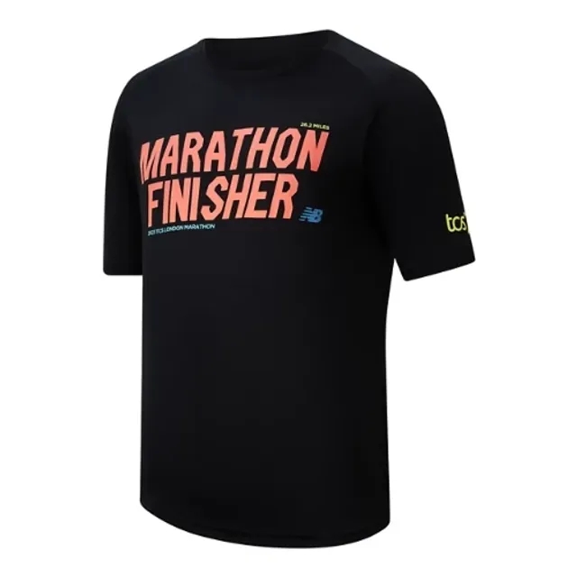 New Balance Men's LDN Marathon Finisher T-Shirt in Black Polyester