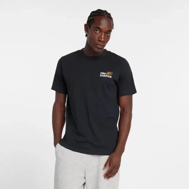 New Balance Men's Sport Graphic Brand T-Shirt in Black Cotton Jersey