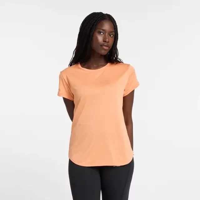 New Balance Women's Sport Core Heather T-Shirt in Orange Poly Knit