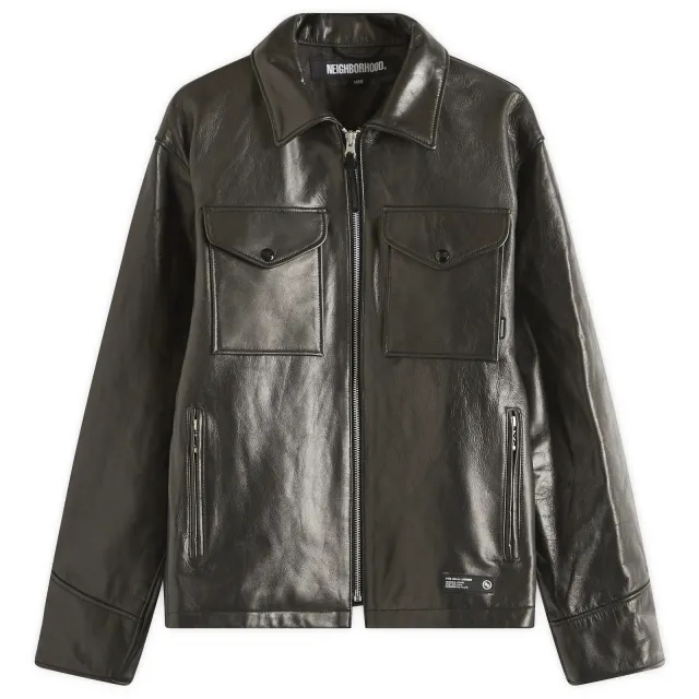 Neighborhood Men's Leather PM Jacket Black