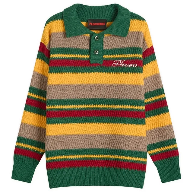 Pleasures Men's Cooper Kit Polo Sweater Green