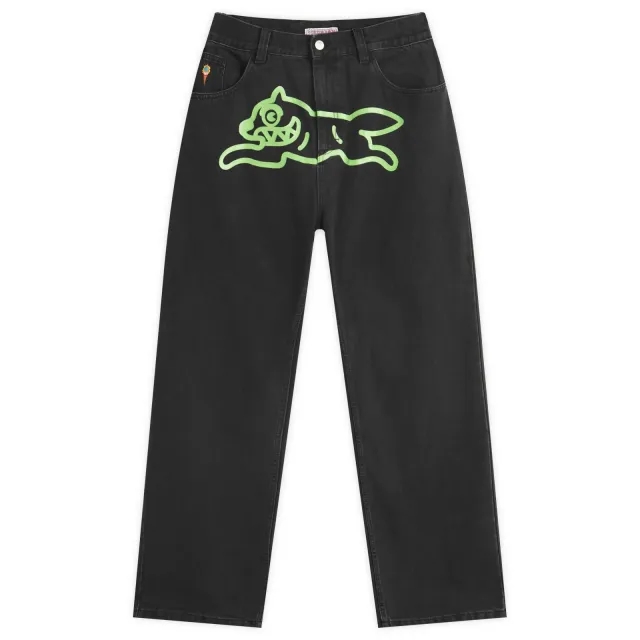 ICECREAM Men's Running Dog Double Scoop Denim Pant Black