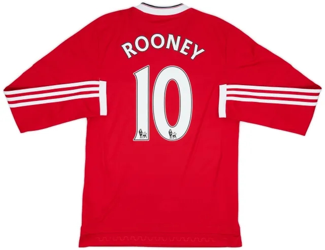 adidas 2015-16 Manchester United Home L/S Shirt Rooney #10 - 7/10 - (S)