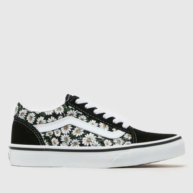 Vans - Kids Old Skool Daisies Shoes (4-8 Years), Black