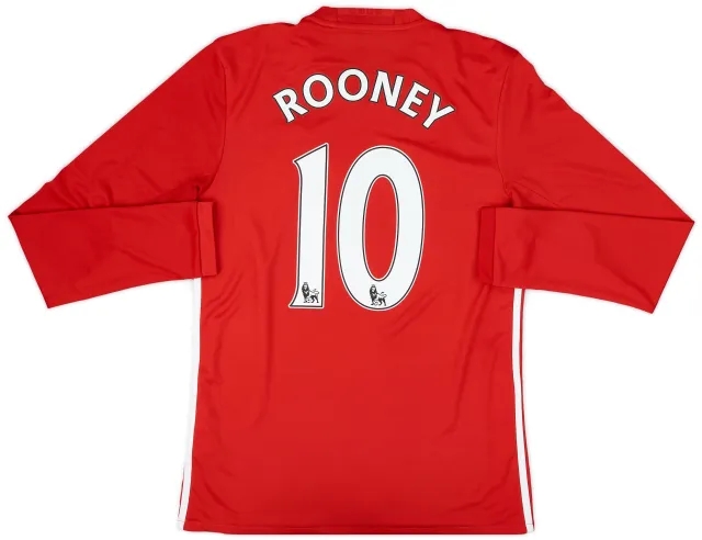 adidas 2016-17 Manchester United Home L/S Shirt Rooney #10 - 8/10 - (S)