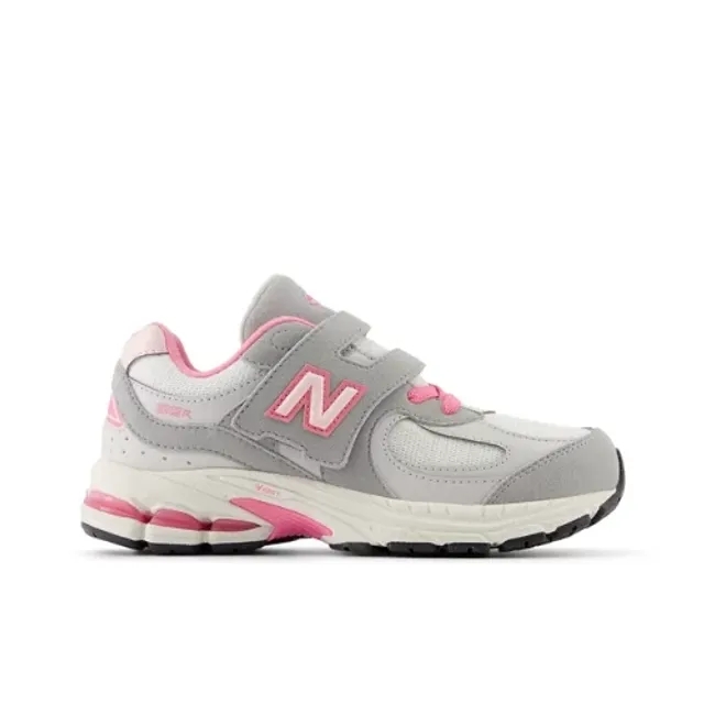 New Balance Kids' 2002 HOOK & LOOP in Grey/Pink Leather