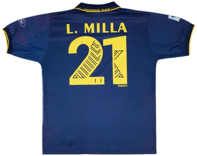 1997-98 Valencia Away Shirt L. Milla #21 - 8/10 - (XL)
